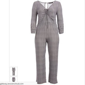 Black Ruched-Sleeve Jumpsuit -1X  14 Derek Heart